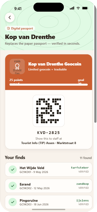 GeoTour Passport screen: Reward claim